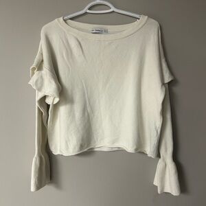 Zara Off White Bell Sleeve Knit Sweater‎